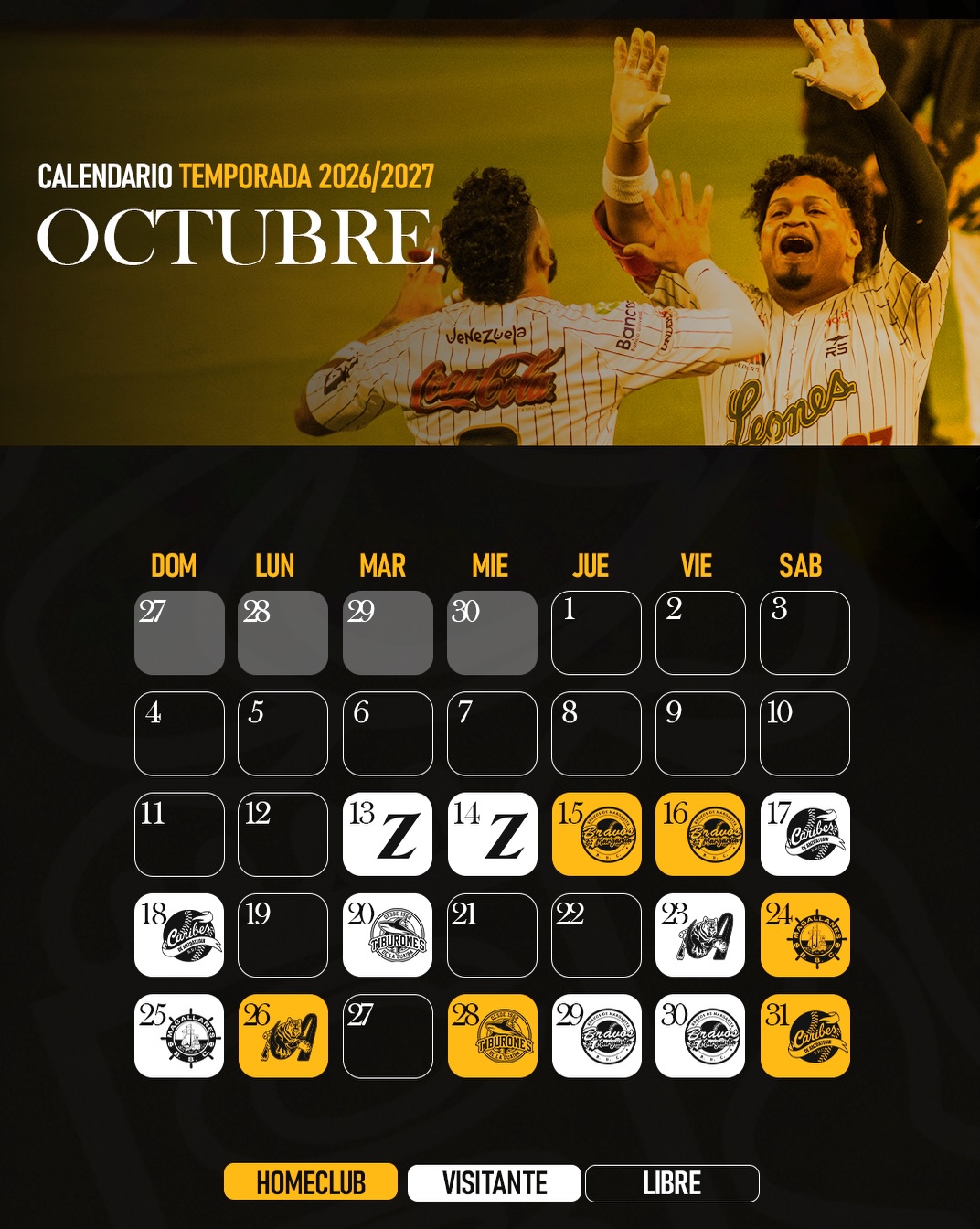 Afiche oficial del calendario de Octubre